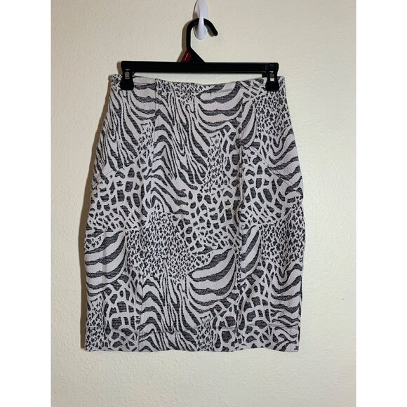 I Love Ronson Skirt Animal Print Y2K Pencil Business Casual Black White Sz Small - Picture 2 of 5